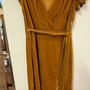 Boston Proper Mustard Gold Velvet Maxi Dress (Size 8)